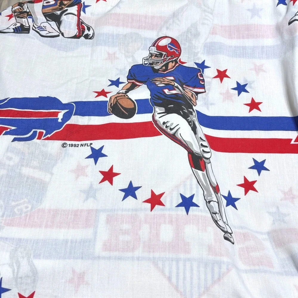 Vintage 1992 Buffalo Bills Jim Kelly NFL Twin Flat/Fitted Sheet